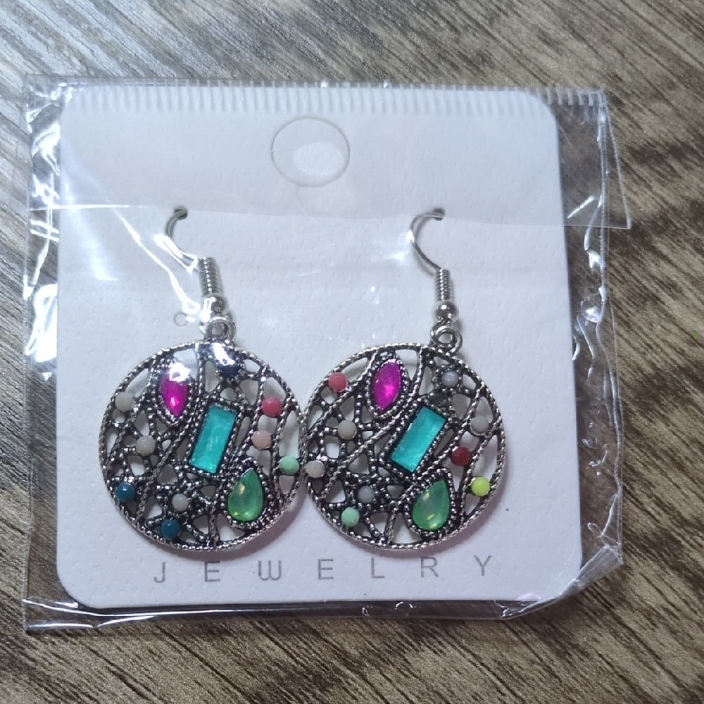 Colorful Gemstone Dangle Earrings